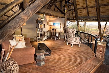 The communal lounge area at Ongava Lodge in Etosha.