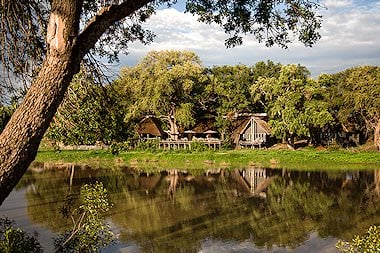 Simbavati River Lodge as seen from across the Nhlaralumi River.