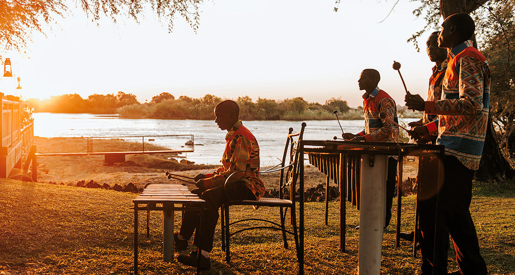 Marimba player entertaining at the Royal Livingstone Hotel.