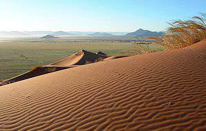 The rippling red dunes of the Central Kalahari.