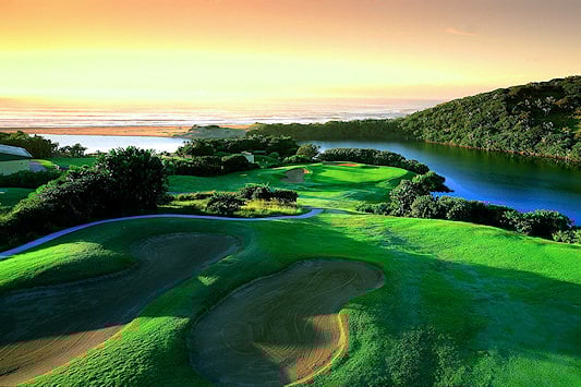 Scenic Wild Coast golf course during sunset.