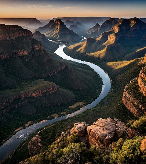 The Blyde River Gorge from above on South Africa's Panoramic Route.
