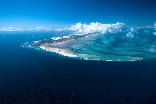 Bazaruto archipelago in the vast expanse of the Indian Ocean.