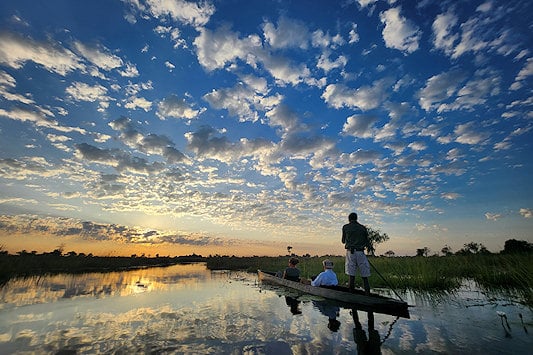 Beautiful sunset in the Okavango Delta.