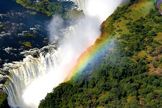 Arial view of the mighty Victoria Falls.