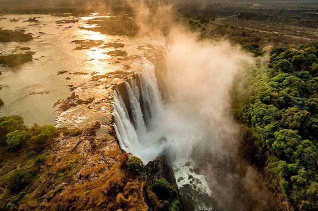 The Victoria Falls from above.