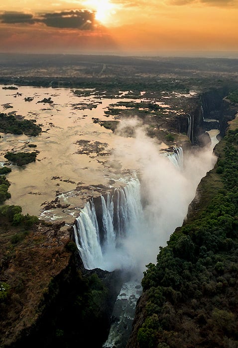 The Victoria Falls from above.