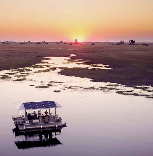 A sunset cruise on the Chobe River in Chobe National Park, Botswana.