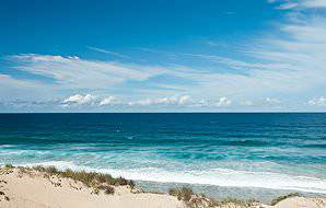 The turquoise waters of the Indian Ocean caress the beaches near Inhambane.