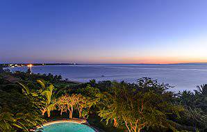 An indigo twilight falls over the bay of Vilanculos in Mozambique.