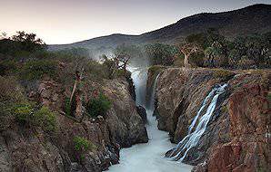 Waterfalls trundle through Kaokaoland in Namibia.
