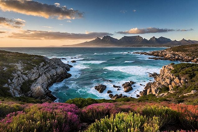 View of Table Mountain on a tour of South Africa's mother city.