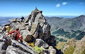 A traveler hikes in the Cape Fold Mountains.