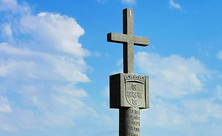 Historic stone cross monument, Cape Cross, Skeleton Coast, Namibia