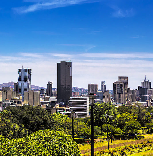 A cityscape of Pretoria as seen from the Union Buildings, South Africa.