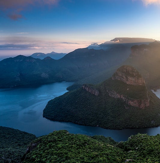 Sunrise over the Blyde River Canyon in Mpumalanga, South Africa.