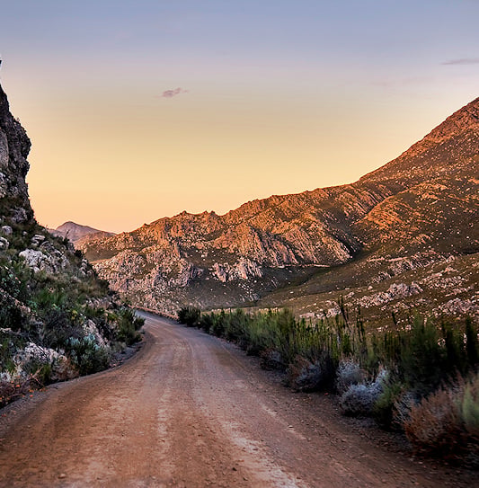 Swartberg Pass at sunset in the Little Karoo, South Africa.