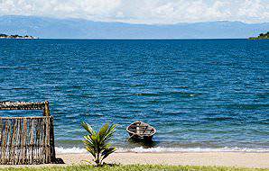 A beached fishing boat on Lake Tanganyika.