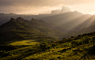 The Drakensberg at Sunset in KwaZulu-Natal.